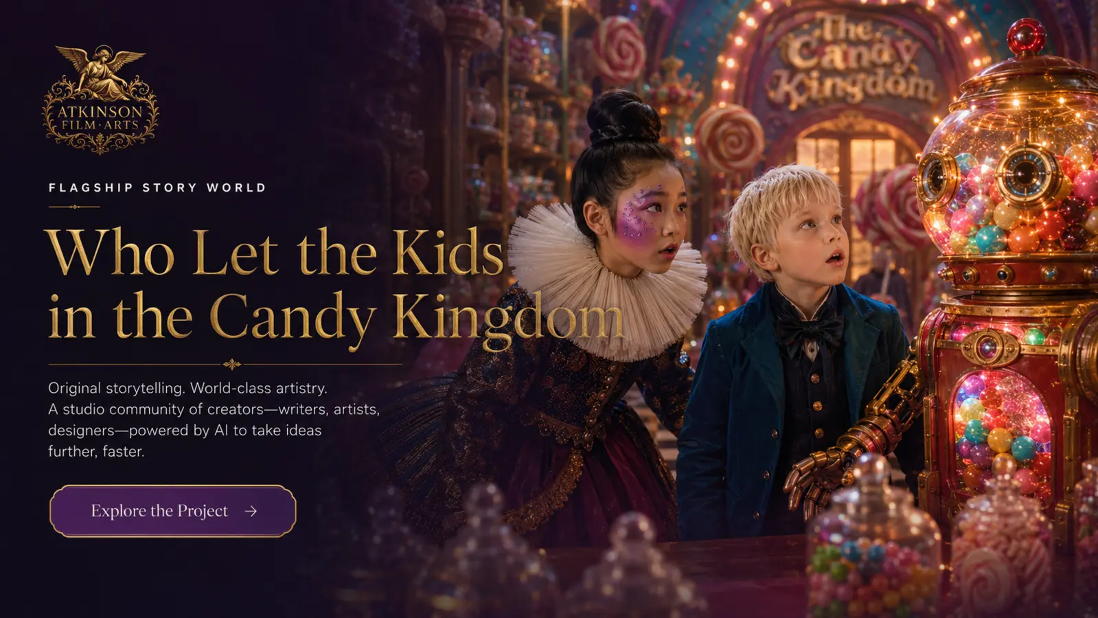 Enfants entrant dans un royaume cinématographique coloré créé par des artistes de Toronto