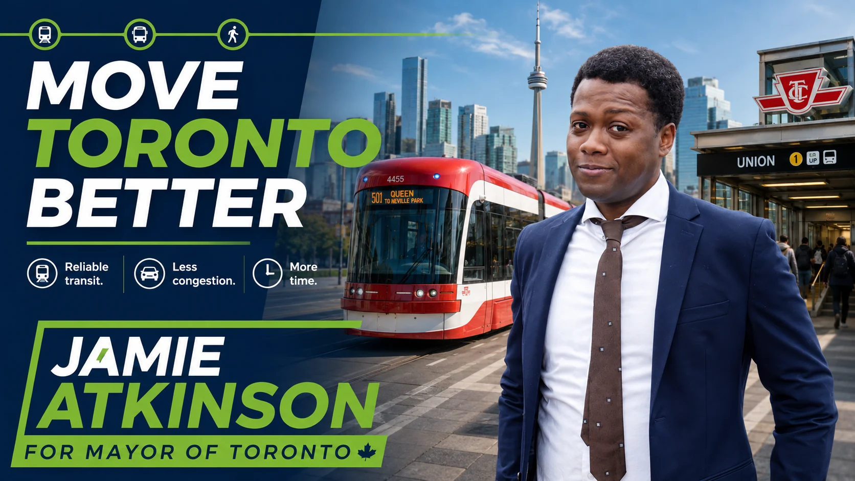Campaign artwork for reliable transit, less congestion and more time back.